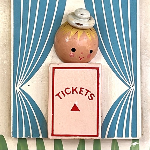 Vintage IRMI Wooden Circus Wall Plaque :: Hand-Painted Nursery Decor :: Blue - Picture 13 of 14